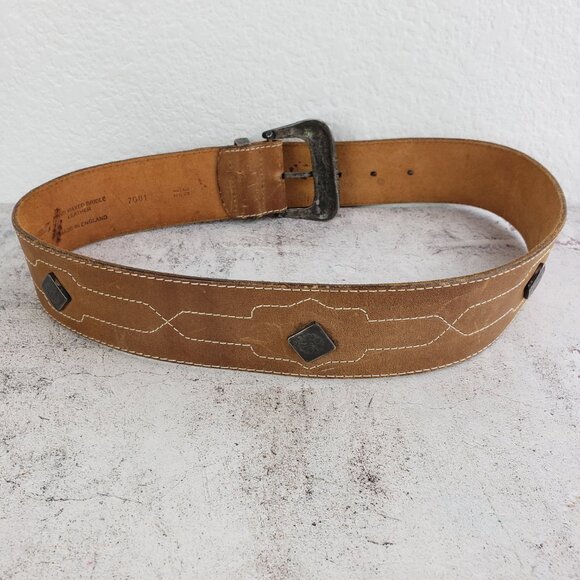 Vintage Banana Republic England Made Leather Belt Wide Western Equestrian Brown - Picture 12 of 13